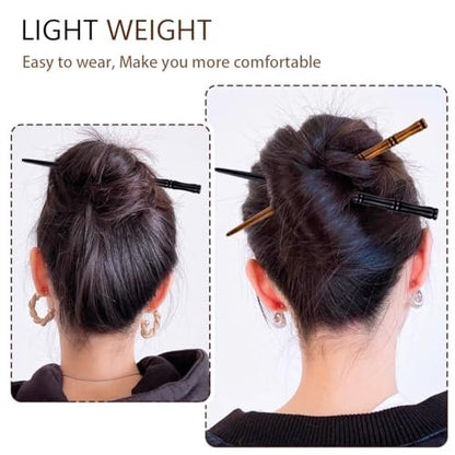 16 PCS Retro Wooden Hair Sticks Bamboo Shape Hair Chopsticks - Vintage Elegant Hair Pins for Long Hair Women and Girls Bun Hairstyles Decorative Holder