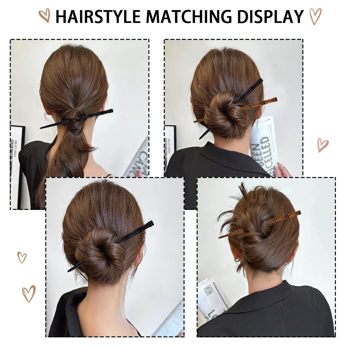16 PCS Retro Wooden Hair Sticks Bamboo Shape Hair Chopsticks - Vintage Elegant Hair Pins for Long Hair Women and Girls Bun Hairstyles Decorative Holder - görsel 13