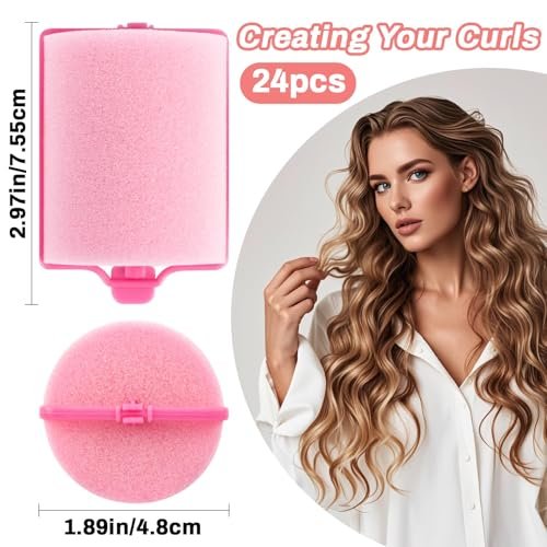 MAQIHAN 24PCS Foam Hair Rollers - 1.89 Inch Large Sponge Rollers for Heatless Curls - Soft Sleeping Curlers for Short & Long Hair - görsel 3