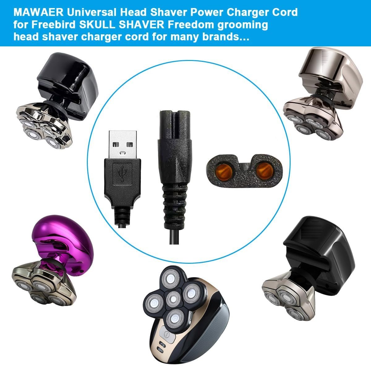 MAWAER Universal Head Shaver Power Charger Cord – Compatible with Skull Shaver FreedomShaver and More Avelisse