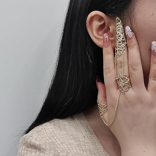 Sgoeths Gothic Hollow Finger Nail Tip Claw Rings for Women - 2 Pcs Copper Fingertip Claw Nail Rings for Halloween Cosplay Costume - görsel 10