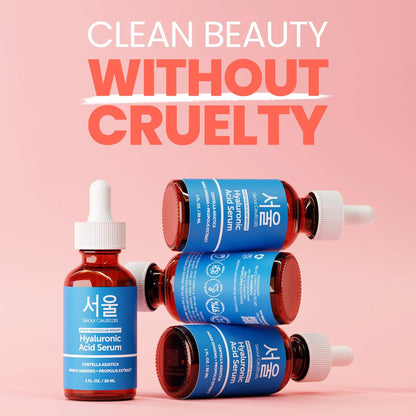 SeoulCeuticals Korean Hyaluronic Acid Serum for Face - Dual Molecular Weight HA with Centella & Propolis - 1 oz Avelisse