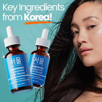 SeoulCeuticals Korean Hyaluronic Acid Serum for Face - Dual Molecular Weight HA with Centella & Propolis - 1 oz Avelisse