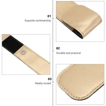 Beaupretty Pu Leather Tweezer Protective Case – Smooth, Shockproof Cover for Eyelash Grafting Tweezers, Lightweight Portable Storage Sleeve (Golden, 14.5x4.3cm)