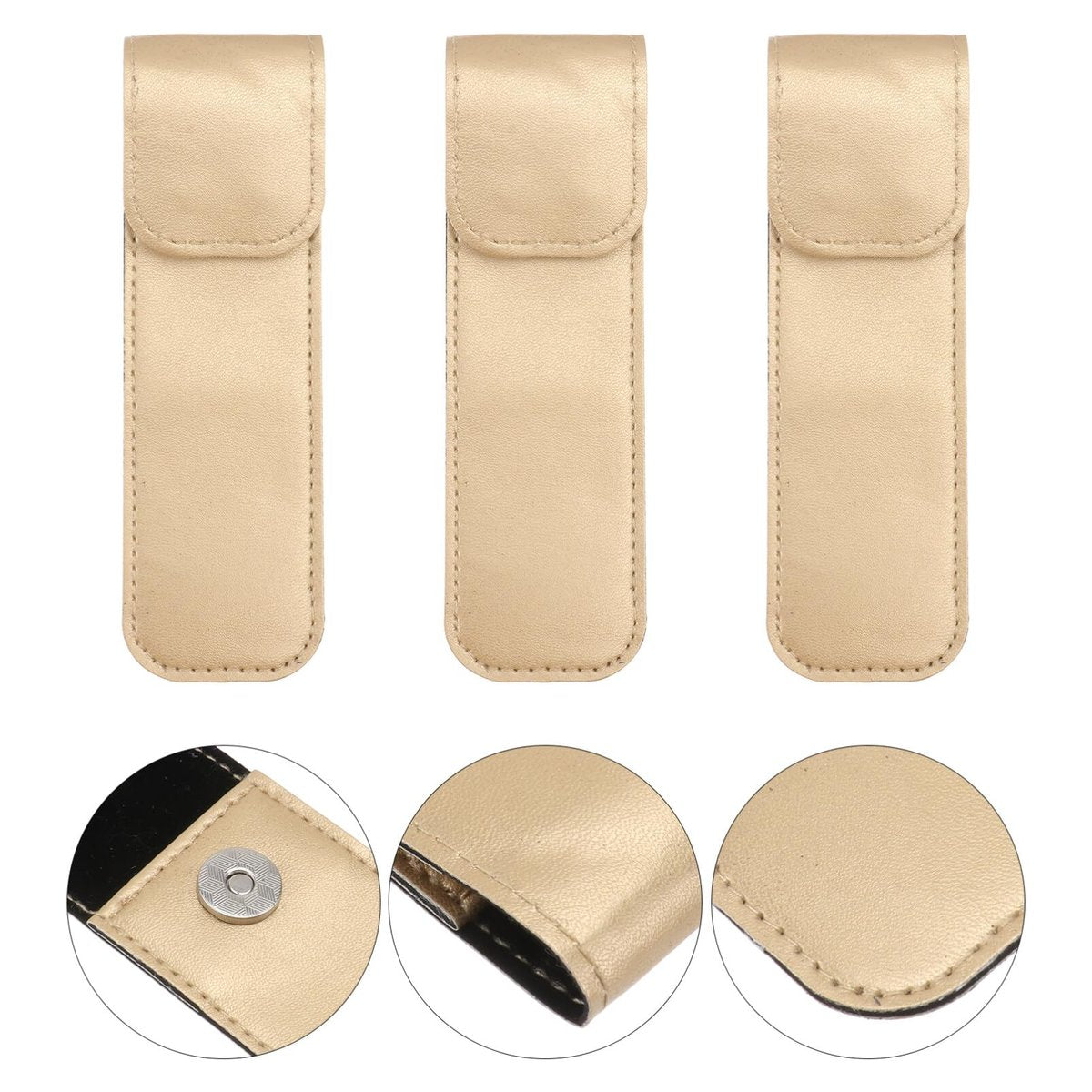 Beaupretty Pu Leather Tweezer Protective Case – Smooth, Shockproof Cover for Eyelash Grafting Tweezers, Lightweight Portable Storage Sleeve (Golden, 14.5x4.3cm) - görsel 3