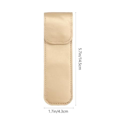 Beaupretty Pu Leather Tweezer Protective Case – Smooth, Shockproof Cover for Eyelash Grafting Tweezers, Lightweight Portable Storage Sleeve (Golden, 14.5x4.3cm)