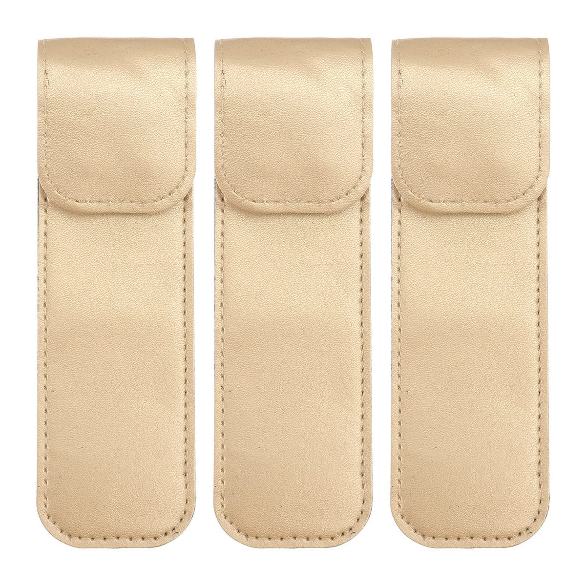 Beaupretty Pu Leather Tweezer Protective Case – Smooth, Shockproof Cover for Eyelash Grafting Tweezers, Lightweight Portable Storage Sleeve (Golden, 14.5x4.3cm) - görsel 1