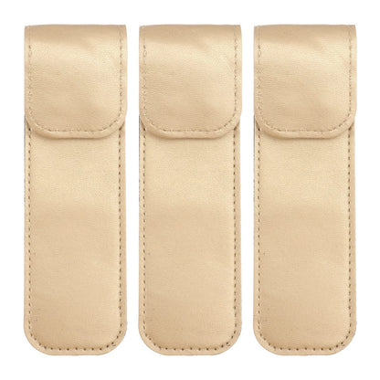 Beaupretty Pu Leather Tweezer Protective Case – Smooth, Shockproof Cover for Eyelash Grafting Tweezers, Lightweight Portable Storage Sleeve (Golden, 14.5x4.3cm)