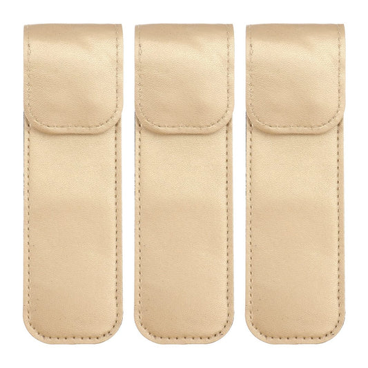 Beaupretty Pu Leather Tweezer Protective Case – Smooth, Shockproof Cover for Eyelash Grafting Tweezers, Lightweight Portable Storage Sleeve (Golden, 14.5x4.3cm)