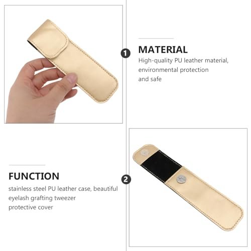 Beaupretty Pu Leather Tweezer Protective Case – Smooth, Shockproof Cover for Eyelash Grafting Tweezers, Lightweight Portable Storage Sleeve (Golden, 14.5x4.3cm) - görsel 18