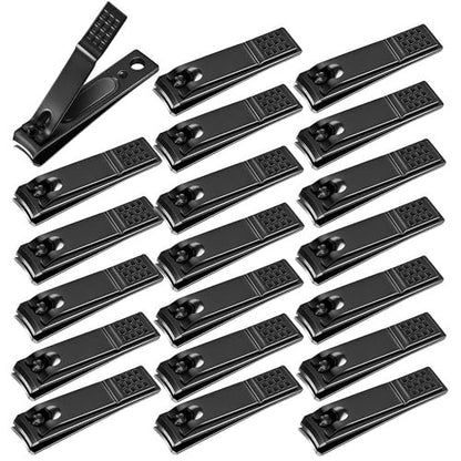 AVERZELLA 20-Pack Nail Clippers Bulk – Curved Edge Toe Nail & Fingernail Trimmer for Men, Women, Home, Travel (Black)