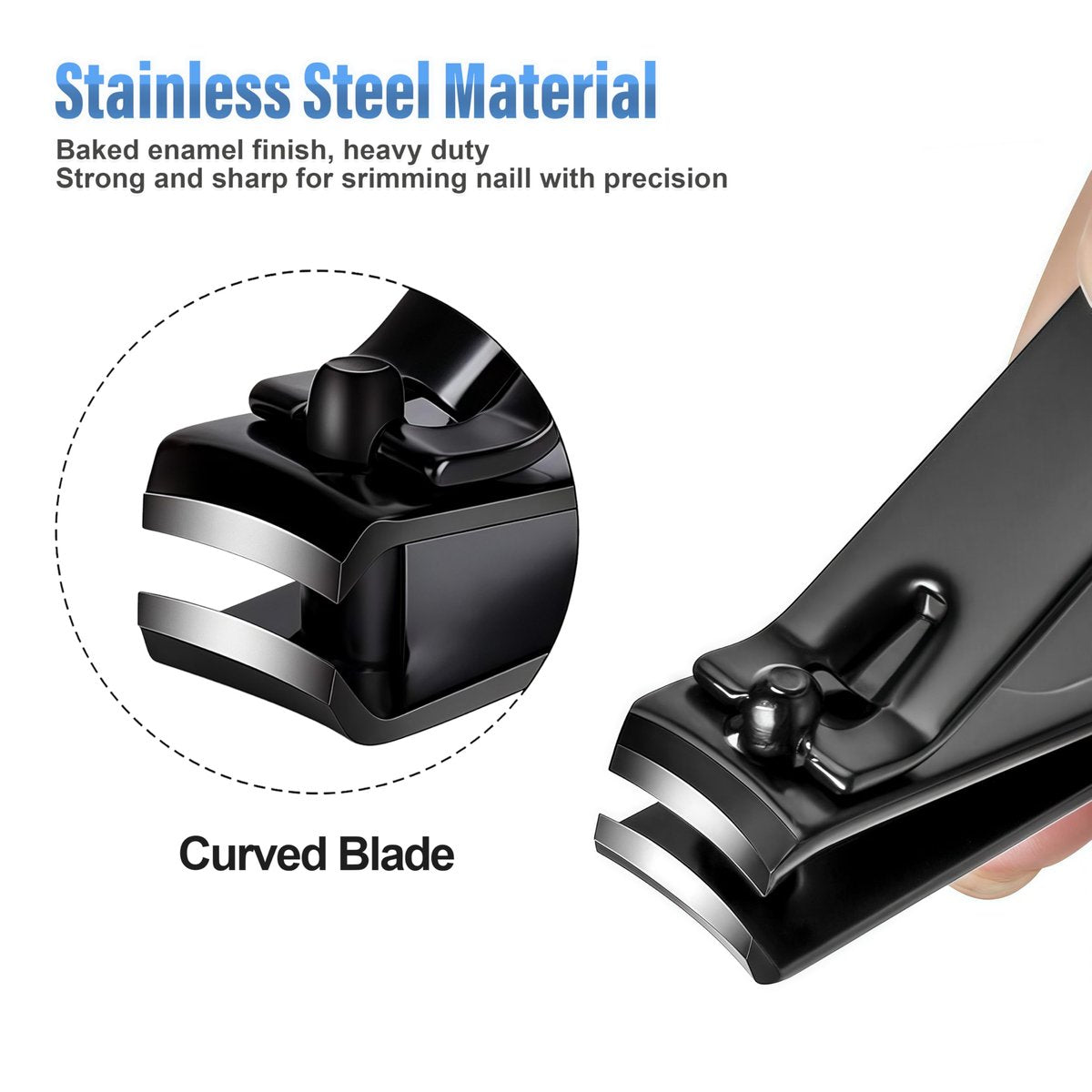 AVERZELLA 20-Pack Nail Clippers Bulk – Curved Edge Toe Nail & Fingernail Trimmer for Men, Women, Home, Travel (Black) - görsel 3