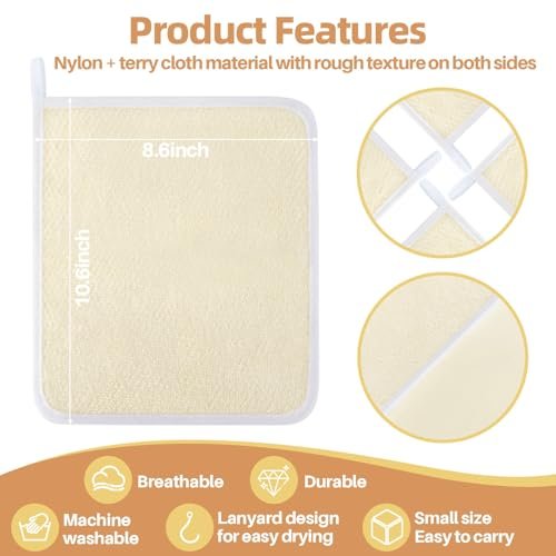 MAQIHAN Exfoliating Cloth - 4 Pack Nylon Exfoliating Washcloths for Body and Face, 8x10 Inches Durable Weave Bath Scrubber for Women and Men - görsel 12