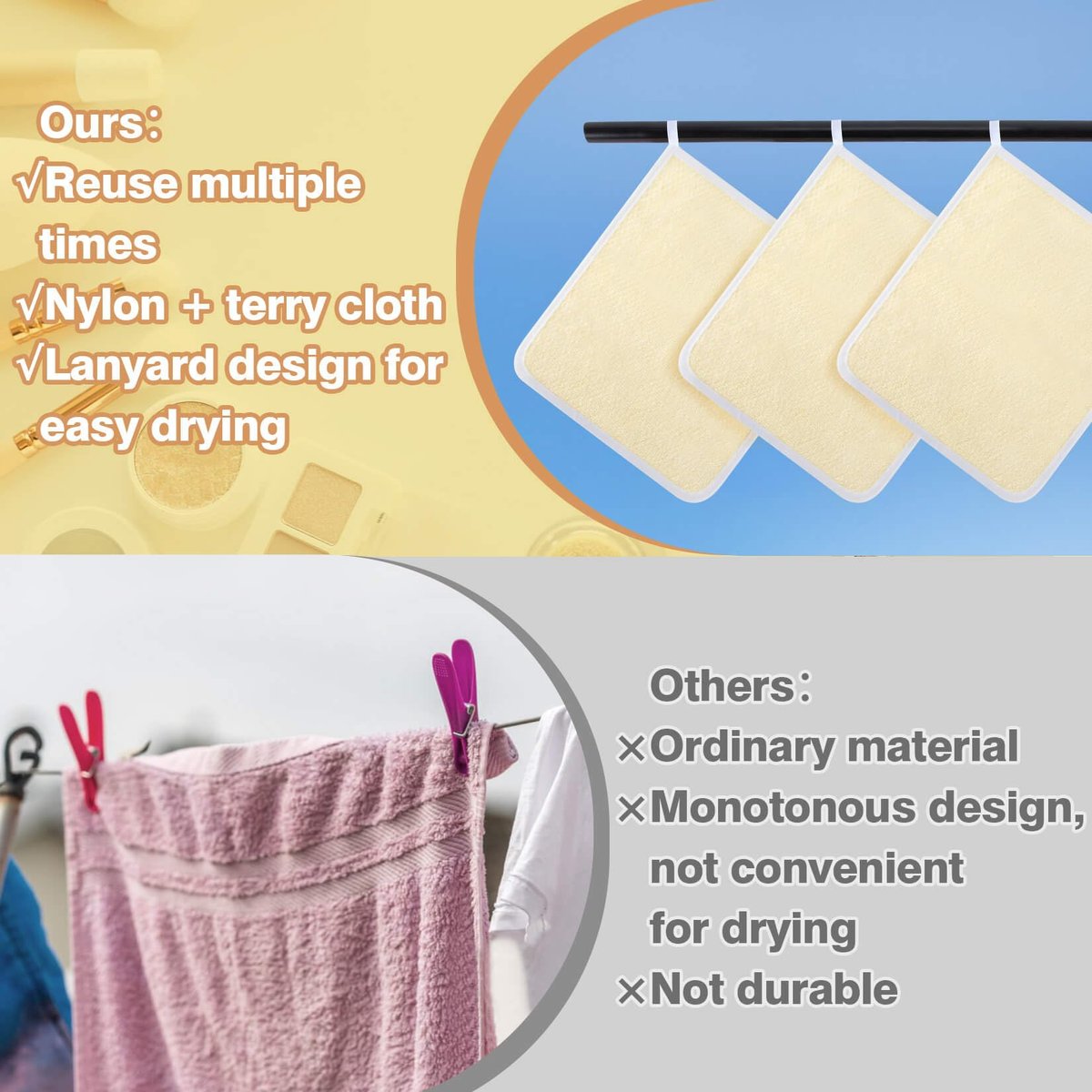 MAQIHAN Exfoliating Cloth - 4 Pack Nylon Exfoliating Washcloths for Body and Face, 8x10 Inches Durable Weave Bath Scrubber for Women and Men - görsel 9