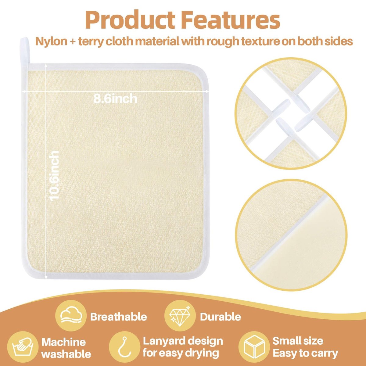 MAQIHAN Exfoliating Cloth - 4 Pack Nylon Exfoliating Washcloths for Body and Face, 8x10 Inches Durable Weave Bath Scrubber for Women and Men - görsel 11