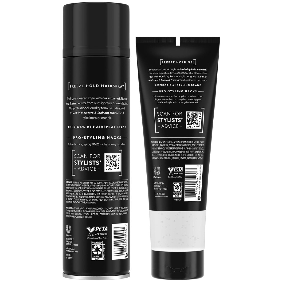 TRESemmé Freeze Hold Hairspray & Sculpting Hair Gel Duo – Alcohol-Free, Anti-Humidity, 24H Frizz Control Avelisse