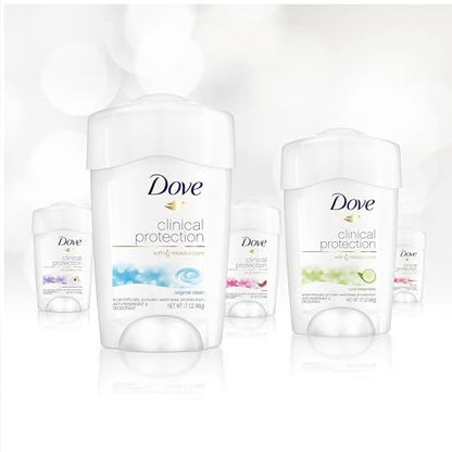 Dove Clinical Protection Antiperspirant Deodorant for Women, 3-Stick Variety Pack, 48-Hour Coverage, Sensitive Skin, 1.7 oz Each Avelisse