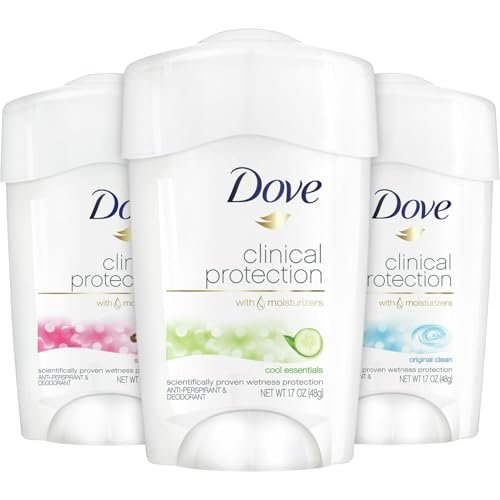 Dove Clinical Protection Antiperspirant Deodorant for Women, 3-Stick Variety Pack, 48-Hour Coverage, Sensitive Skin, 1.7 oz Each Avelisse