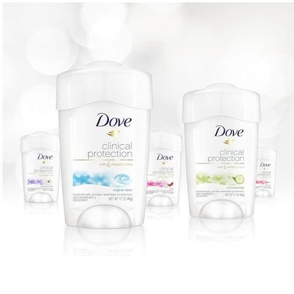 Dove Clinical Protection Antiperspirant Deodorant for Women, 3-Stick Variety Pack, 48-Hour Coverage, Sensitive Skin, 1.7 oz Each Avelisse