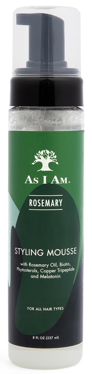 As I Am Rosemary Styling Mousse – 8 Fl Oz with Biotin & Saw Palmetto for Curly, Wavy, and Natural Hair