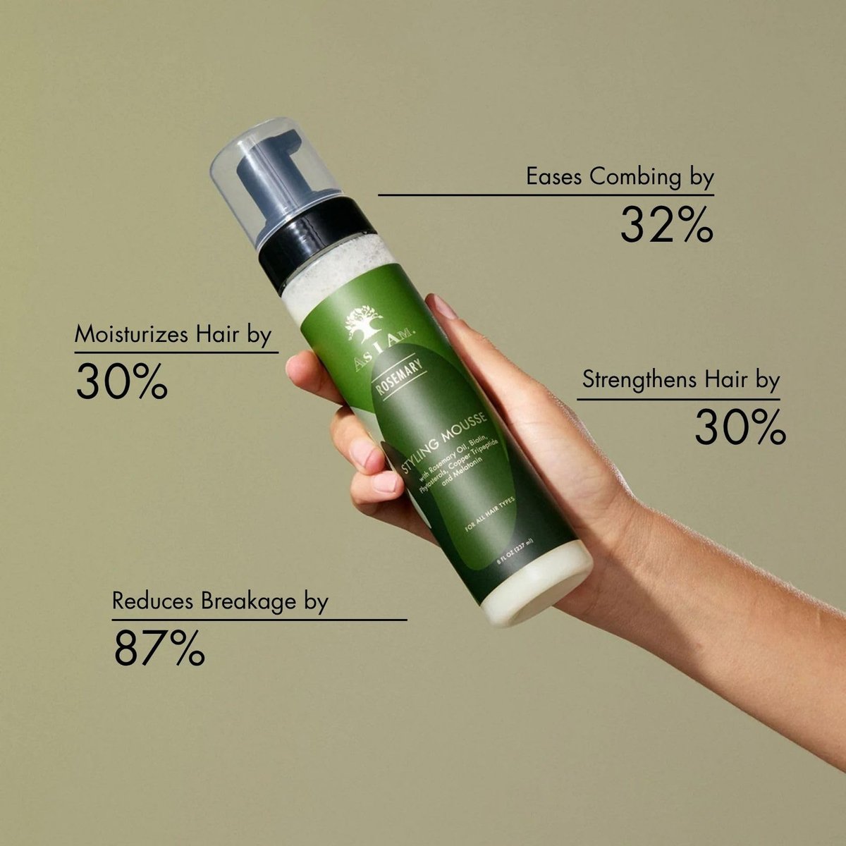 As I Am Rosemary Styling Mousse – 8 Fl Oz with Biotin & Saw Palmetto for Curly, Wavy, and Natural Hair - görsel 3