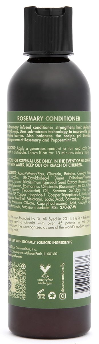 As I Am Rosemary Conditioner with Biotin & Saw Palmetto - 8 oz for Curly & Low Porosity Hair