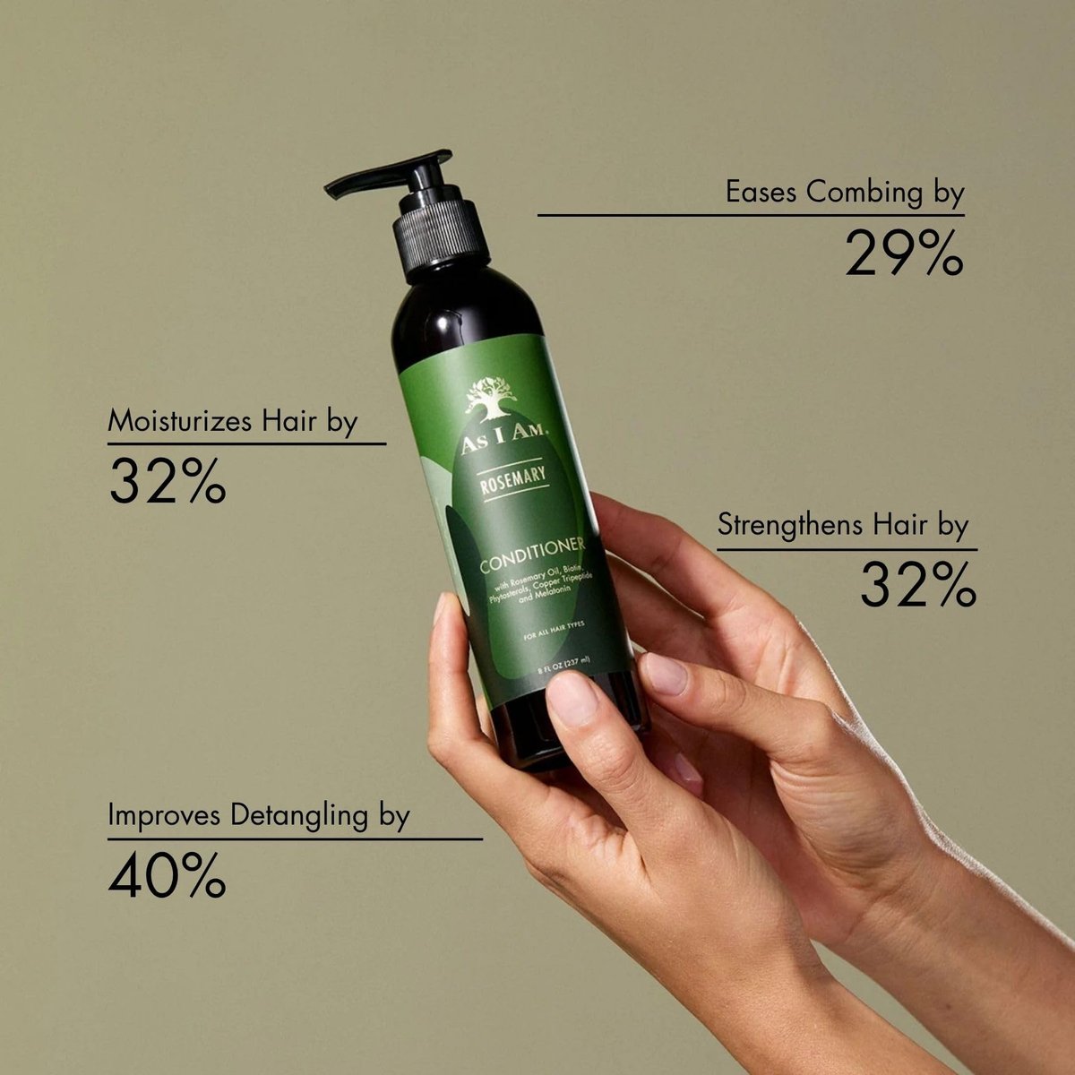 As I Am Rosemary Conditioner with Biotin & Saw Palmetto - 8 oz for Curly & Low Porosity Hair - görsel 3