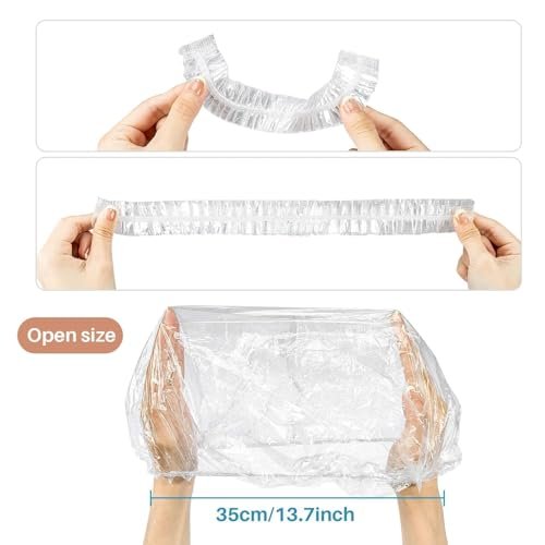 MAQIHAN 100 Disposable Shower Caps Large - Thickened Plastic Hair Caps for Deep Conditioning, Reusable Waterproof for Women Men, Hair Treatment Bath Cap for Long Hair Travel Essentials - görsel 6