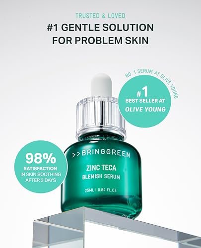 BRING GREEN ZINC TECA Serum with Niacinamide | Soothing Face Serum for Sensitive Skin, Pore Minimizing & Hydrating | Korean Skincare for Breakouts & Uneven Texture
