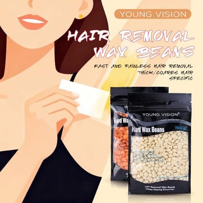 YOUNG VISION Hard Wax Beads for Hair Removal – 2.2 lbs (1000g) Refill Waxing Beads for Sensitive Skin – Soft & Painless Wax Beans for Face, Brazilian, Bikini, Body – 10 Packs, Multi Color Avelisse