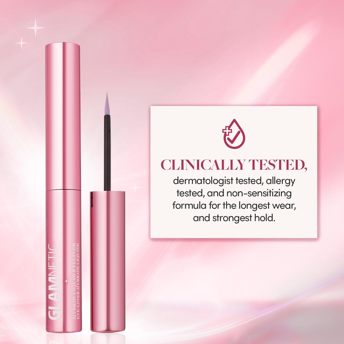 Glamnetic Hybrid Magnetic Eyeliner, Liquid Clear, for Eyelashes - Waterproof & Smudge Proof Liner | All-Day Hold for Magnetic Lashes, Quick-Drying, Paraben-Free 0.15 fl oz Avelisse