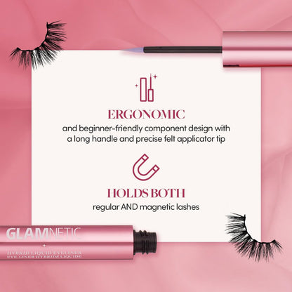 Glamnetic Hybrid Magnetic Eyeliner, Liquid Clear, for Eyelashes - Waterproof & Smudge Proof Liner | All-Day Hold for Magnetic Lashes, Quick-Drying, Paraben-Free 0.15 fl oz Avelisse
