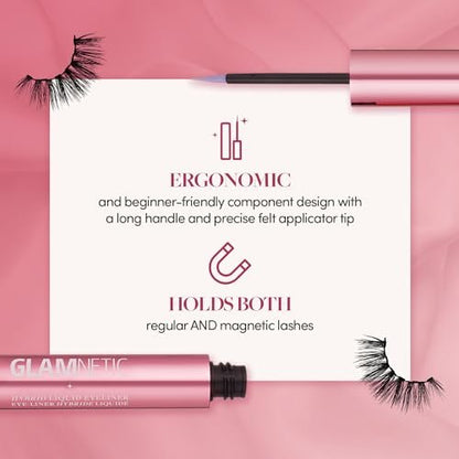 Glamnetic Hybrid Magnetic Eyeliner, Liquid Clear, for Eyelashes - Waterproof & Smudge Proof Liner | All-Day Hold for Magnetic Lashes, Quick-Drying, Paraben-Free 0.15 fl oz Avelisse