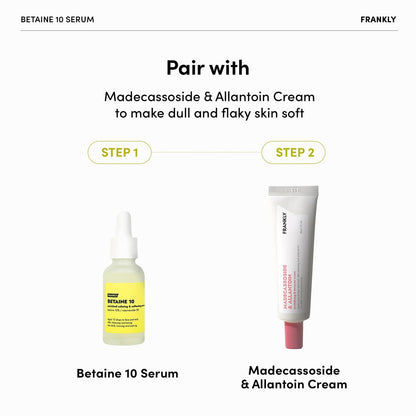 FRANKLY Betaine 10 Serum – Calm, Soften & Restore Skin Elasticity | 10% Betaine + 2% Niacinamide | Vegan & EWG Green | 1.01 fl.oz