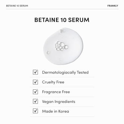 FRANKLY Betaine 10 Serum – Calm, Soften & Restore Skin Elasticity | 10% Betaine + 2% Niacinamide | Vegan & EWG Green | 1.01 fl.oz