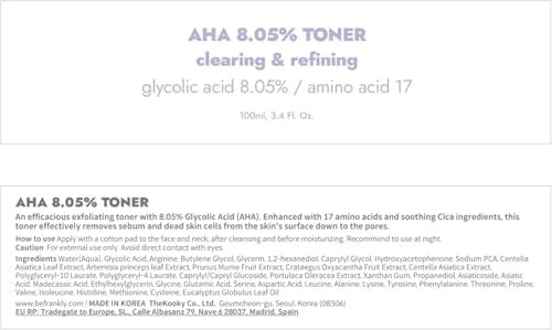 FRANKLY AHA 8.05% Toner | Pore-Refining Exfoliator with Glycolic Acid, 17 Amino Acids, Hyaluronic Acid | Smooths Texture, Hydrates, Targets Flakiness | Korean Skin Care 3.38 fl oz - görsel 12