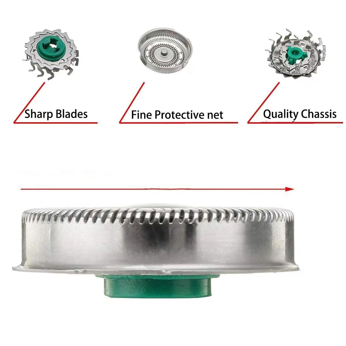 Fivoras SH60 Replacement Head Compatible with Philips Norelco 6000 Series – 3-Pack Green Avelisse