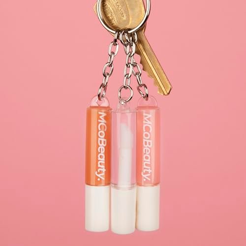MCoBeauty Lip Gloss Trio - 3 in 1 Keychain Mini Glosses Set - High Shine Hydrating Non Sticky Clear Tinted Lip Color Pack - Doe Foot Applicator - For On the Go Makeup - Vegan & Cruelty Free - görsel 16