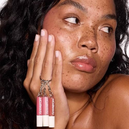 MCoBeauty Lip Gloss Trio - 3 in 1 Keychain Mini Glosses Set - High Shine Hydrating Non Sticky Clear Tinted Lip Color Pack - Doe Foot Applicator - For On the Go Makeup - Vegan & Cruelty Free