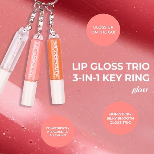 MCoBeauty Lip Gloss Trio - 3 in 1 Keychain Mini Glosses Set - High Shine Hydrating Non Sticky Clear Tinted Lip Color Pack - Doe Foot Applicator - For On the Go Makeup - Vegan & Cruelty Free - görsel 10