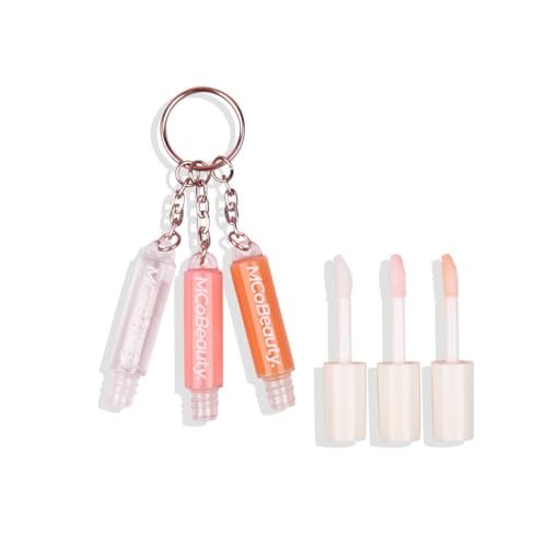 MCoBeauty Lip Gloss Trio - 3 in 1 Keychain Mini Glosses Set - High Shine Hydrating Non Sticky Clear Tinted Lip Color Pack - Doe Foot Applicator - For On the Go Makeup - Vegan & Cruelty Free - görsel 12