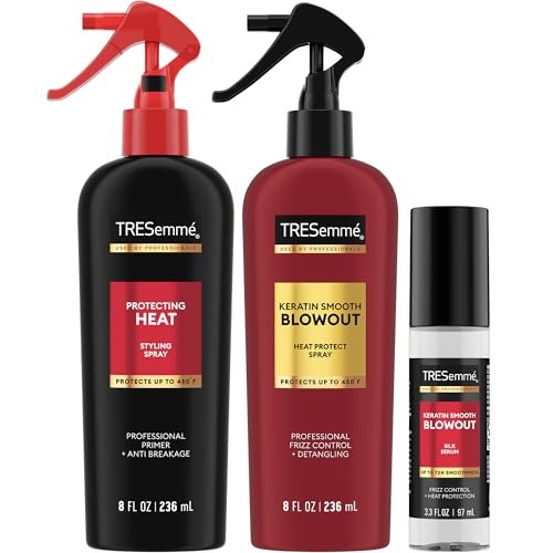 TRESemmé Blowout Products for Hair – Keratin Smooth Blowout Spray & Silk Serum + Protecting Heat Spray (3 Piece Set) Avelisse
