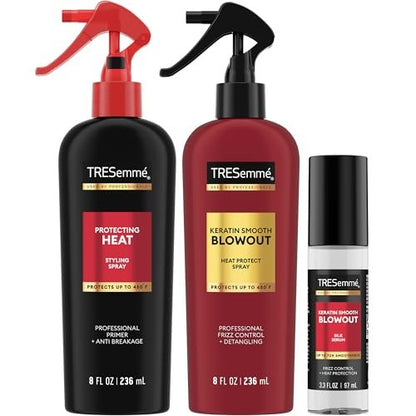 TRESemmé Blowout Products for Hair – Keratin Smooth Blowout Spray & Silk Serum + Protecting Heat Spray (3 Piece Set) Avelisse