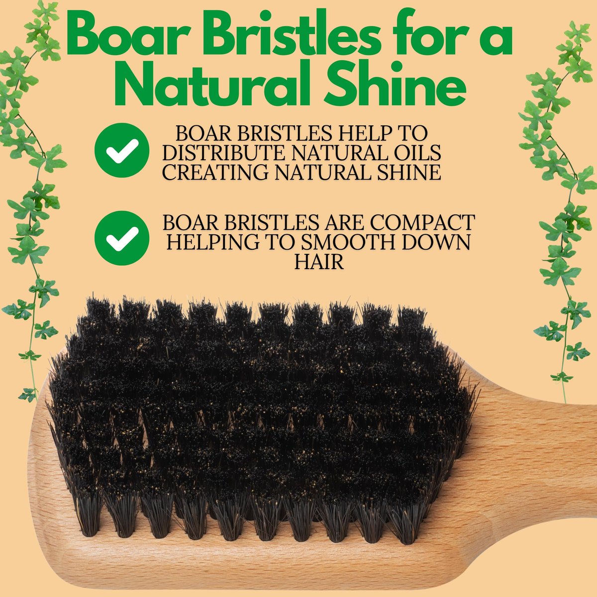 GranNaturals Soft Boar Bristle Slick Back Hair Brush for Smoothing, Fades, Beards, 360 Waves & Sleek Ponytail Bun - Natural Wood, Boar Bristle Hairbrush for Women & Men - görsel 11