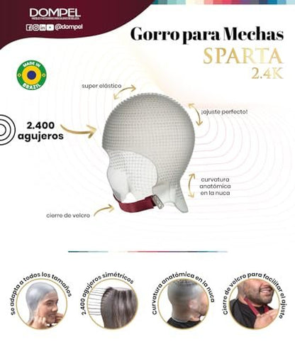 DOMPEL Sparta 2.4K Silicone Highlight Hair Cap – White, Reusable, Perfect Highlights Avelisse