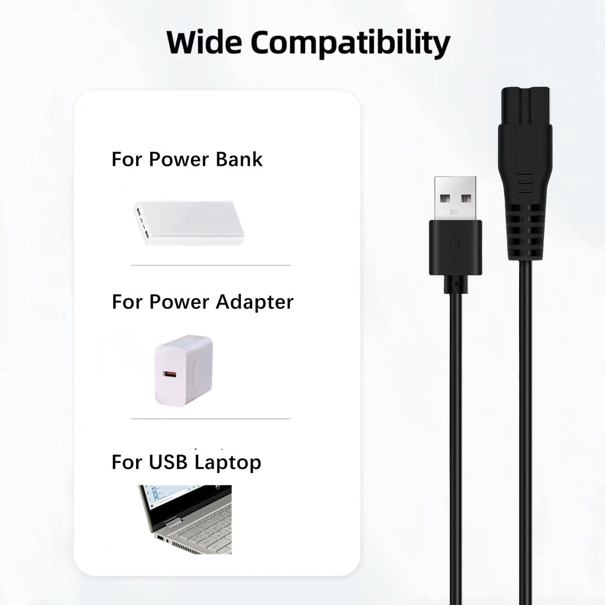 Midnt Charger for Manspot Trimmer - Replacement Charging Cord, 5V 1A 3.3FT Power Cable with Cleaning Brush - görsel 5