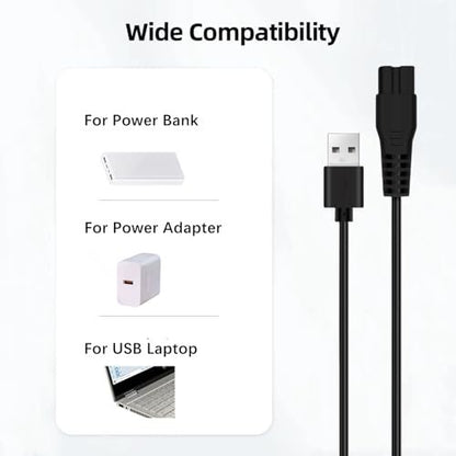 Midnt Charger for Manspot Trimmer - Replacement Charging Cord, 5V 1A 3.3FT Power Cable with Cleaning Brush
