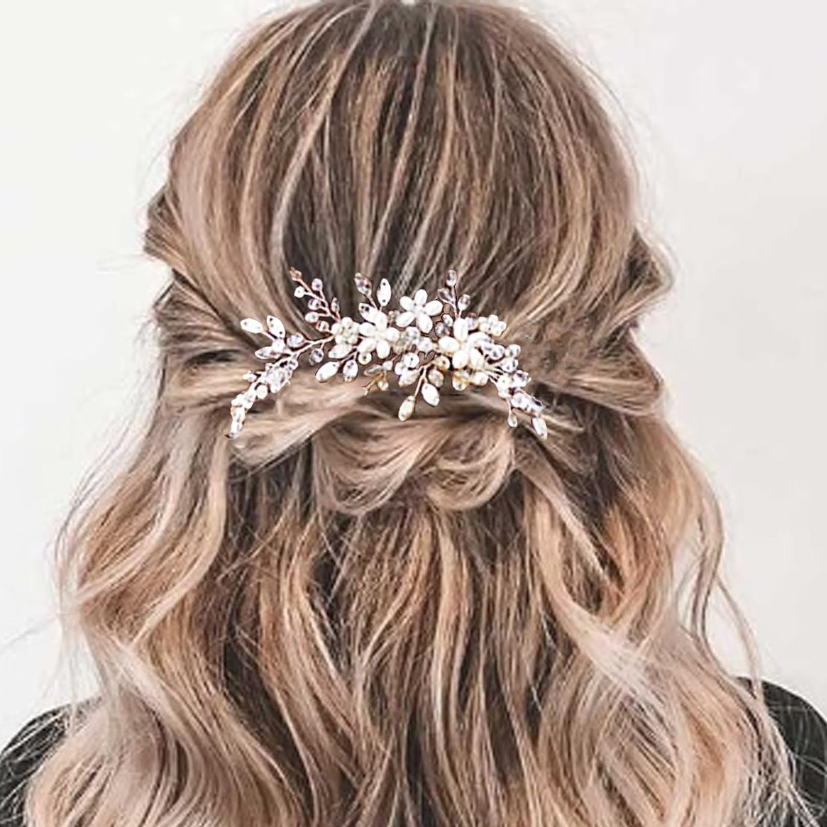 Silver Pearl Flower Hair Comb – Wedding Bridal Hair Accessory for Women - görsel 15