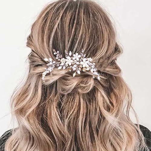 Silver Pearl Flower Hair Comb – Wedding Bridal Hair Accessory for Women - görsel 16