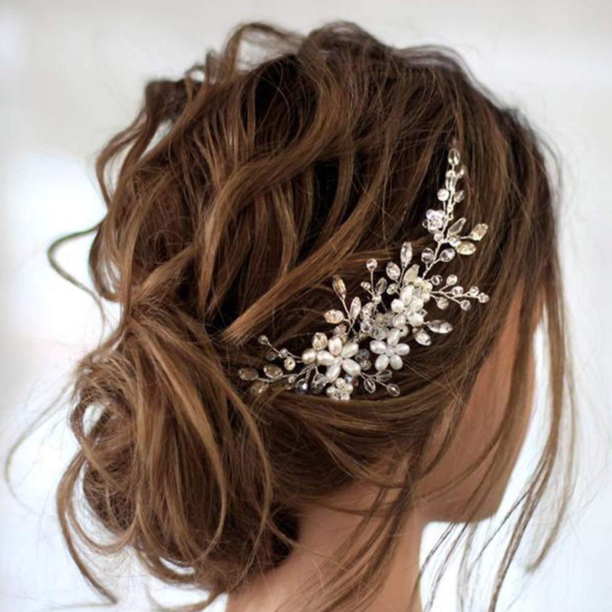 Silver Pearl Flower Hair Comb – Wedding Bridal Hair Accessory for Women - görsel 11